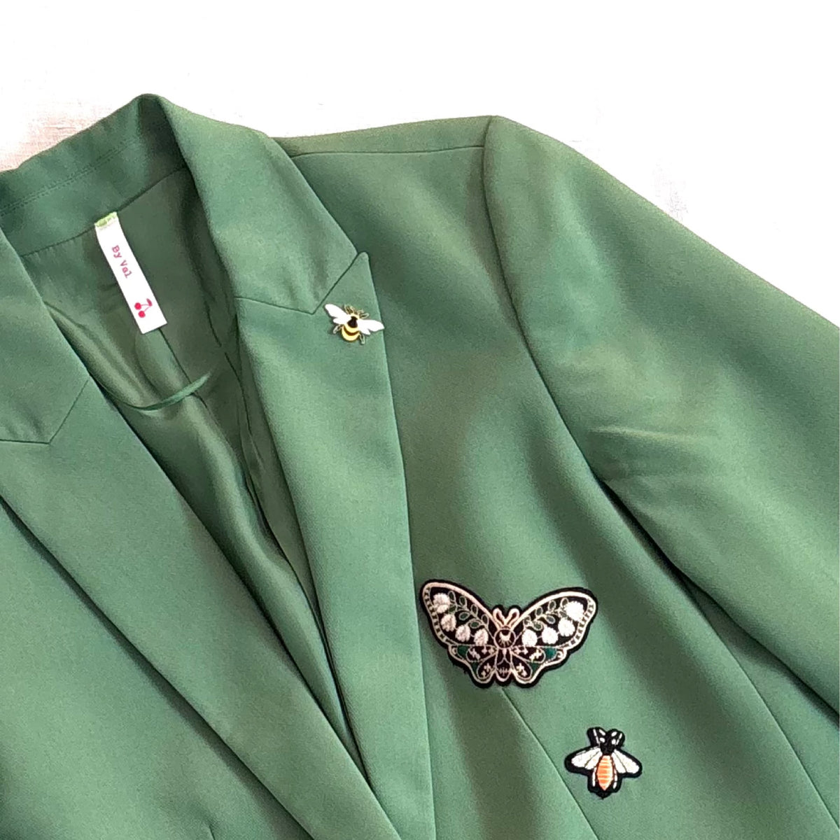 Veste Blazer vert Coeur fleuri