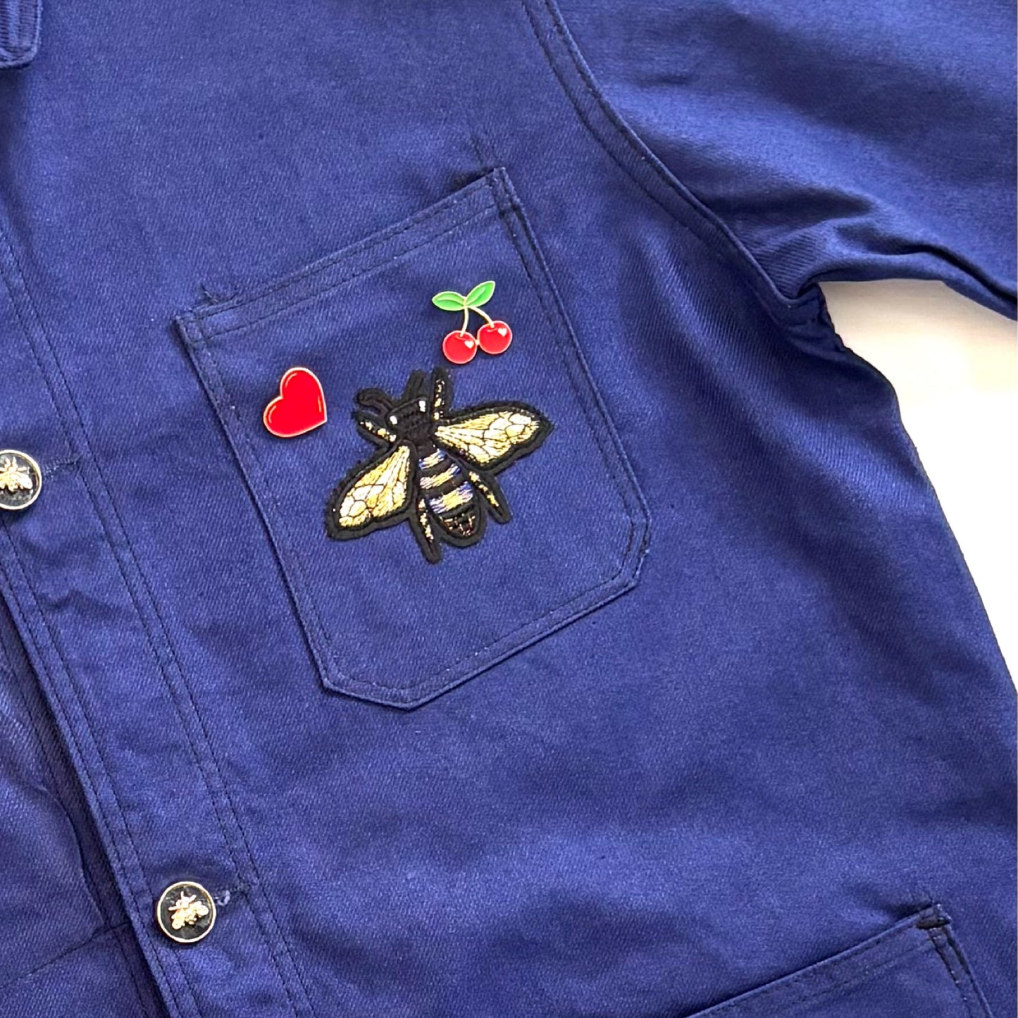 Veste bleu FLEURS