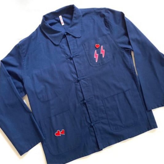 Veste marine LOVE rose