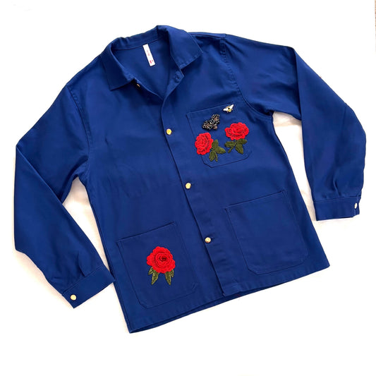 Veste bleu Roses rouge 2