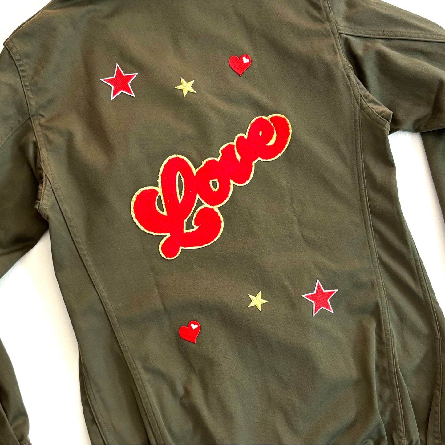 Veste kaki LOVE rouge