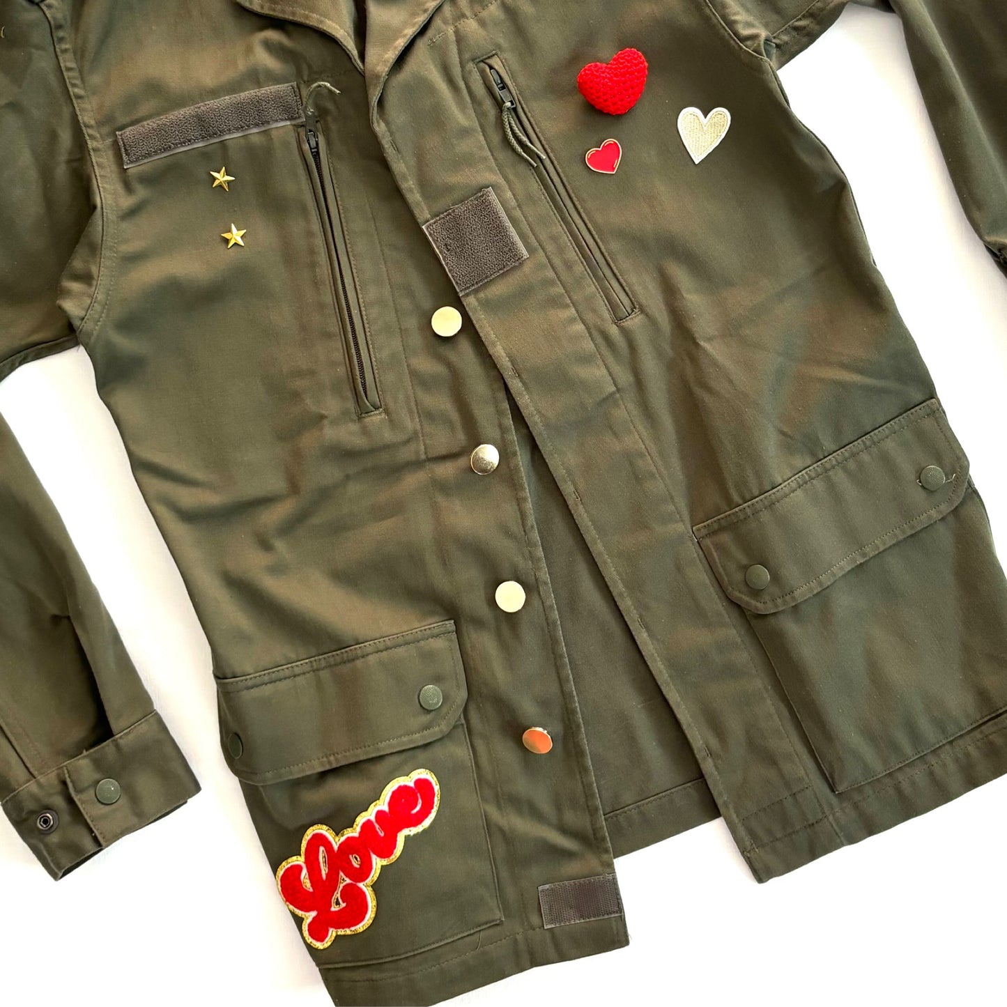 Veste kaki LOVE rouge