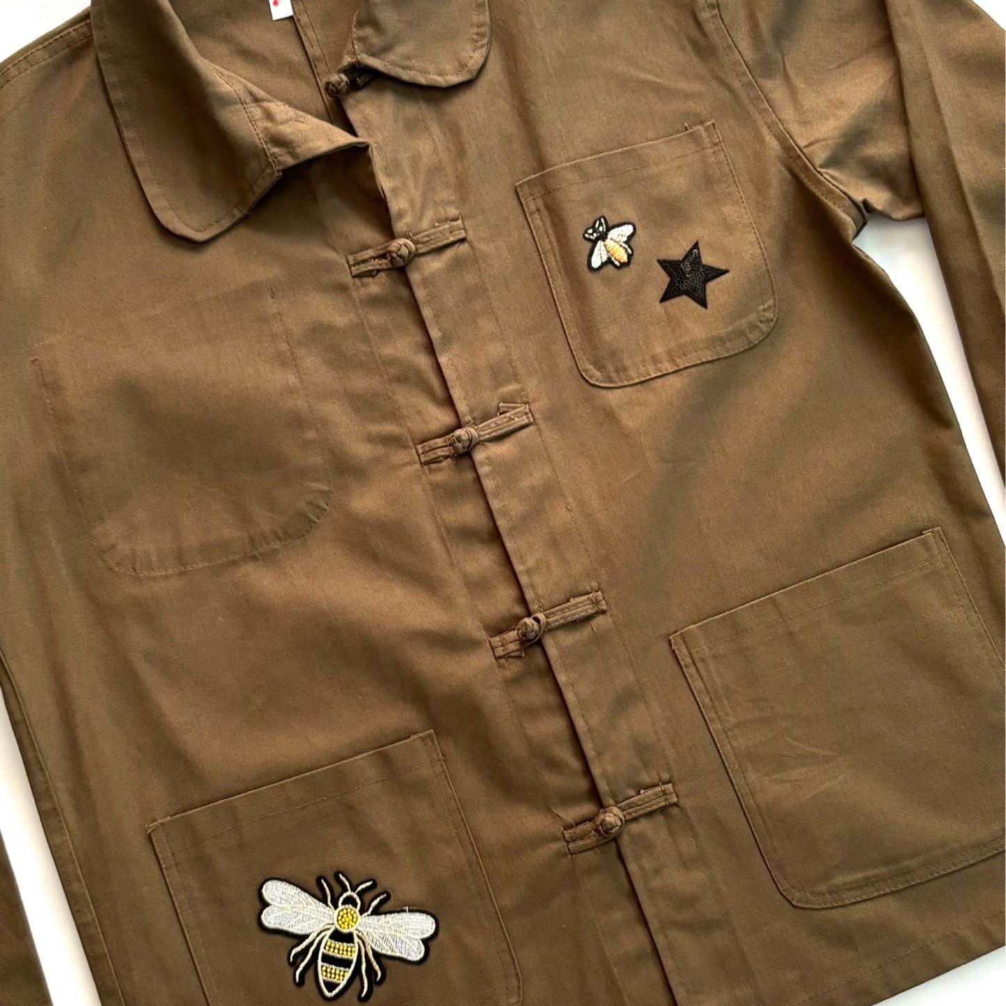 Veste kaki LÉOPARD boutons chinois