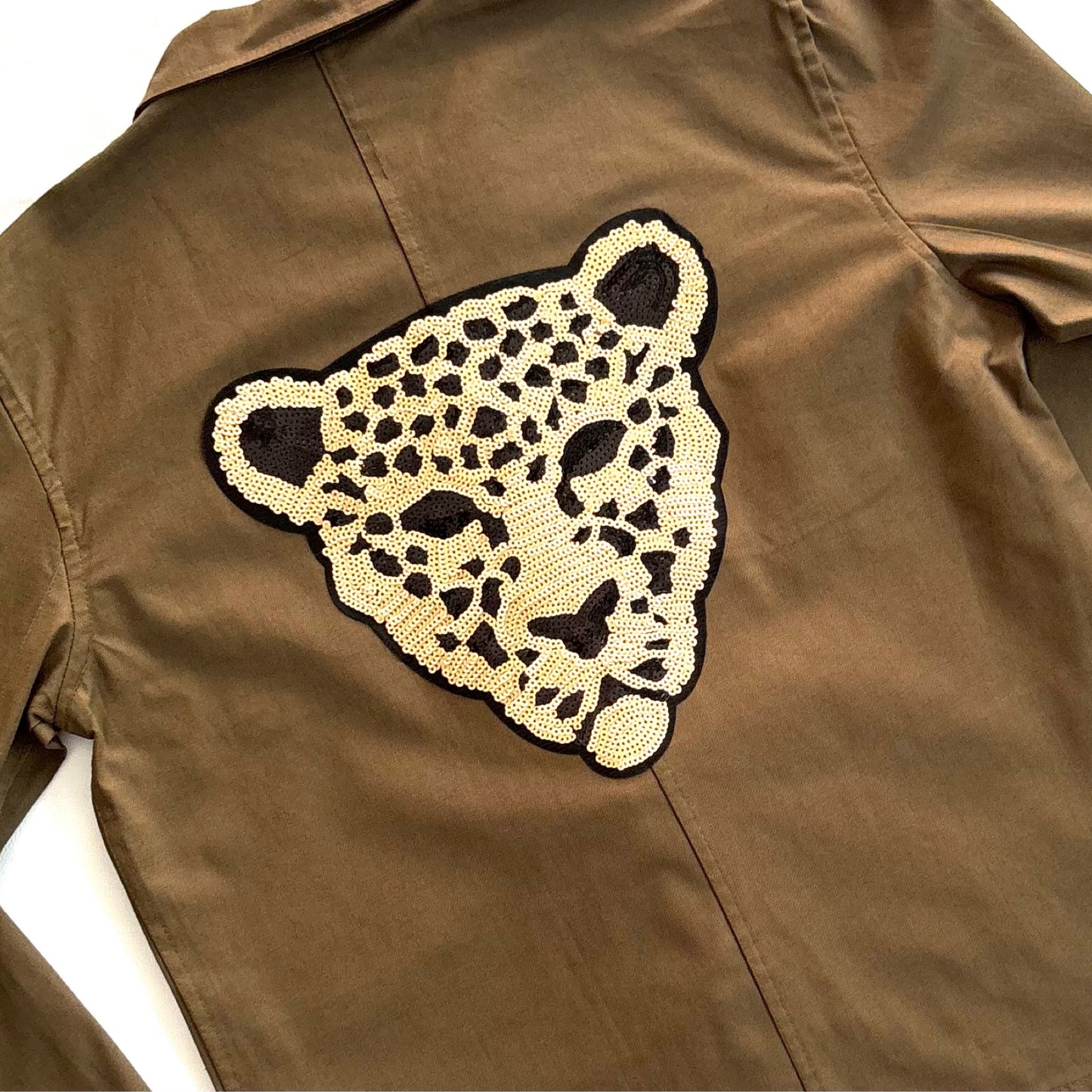 Veste kaki LÉOPARD boutons chinois
