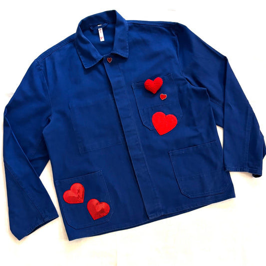 Veste Bleu gros Coeur Rouge