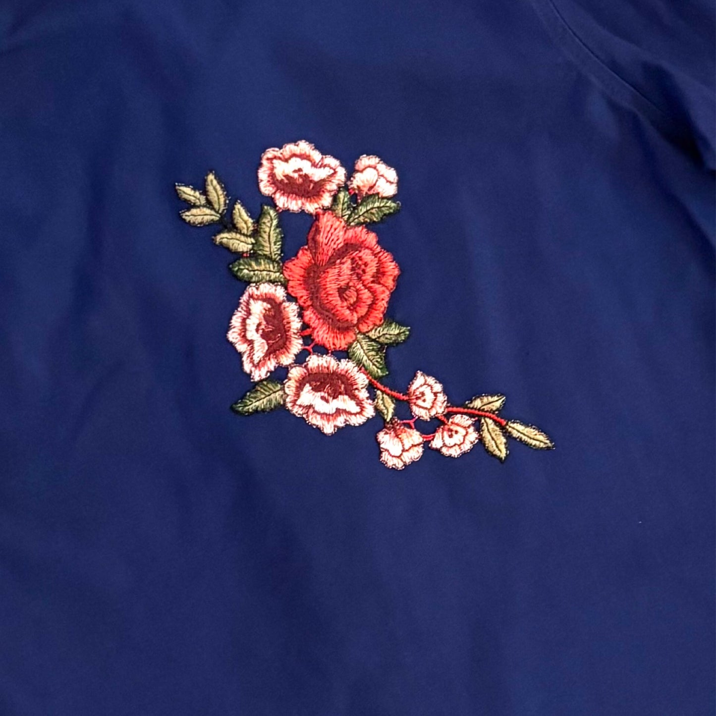 Veste Bleu Fleurs brodées