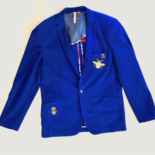 Veste Blazer BLEU  FLEURS