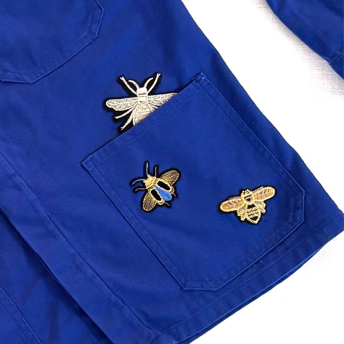 Veste Bleue Feuilles et papillons