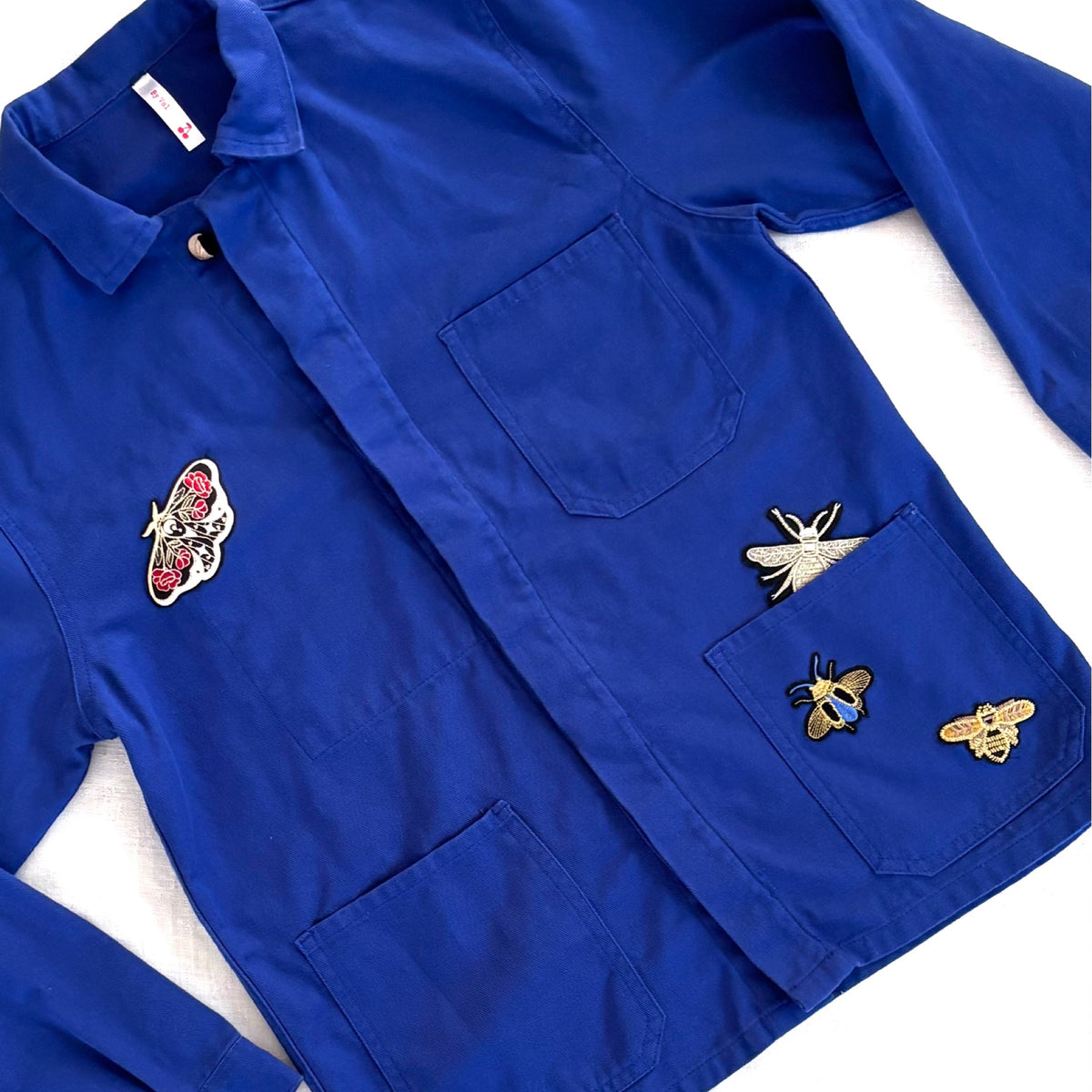 Veste Bleue Feuilles et papillons