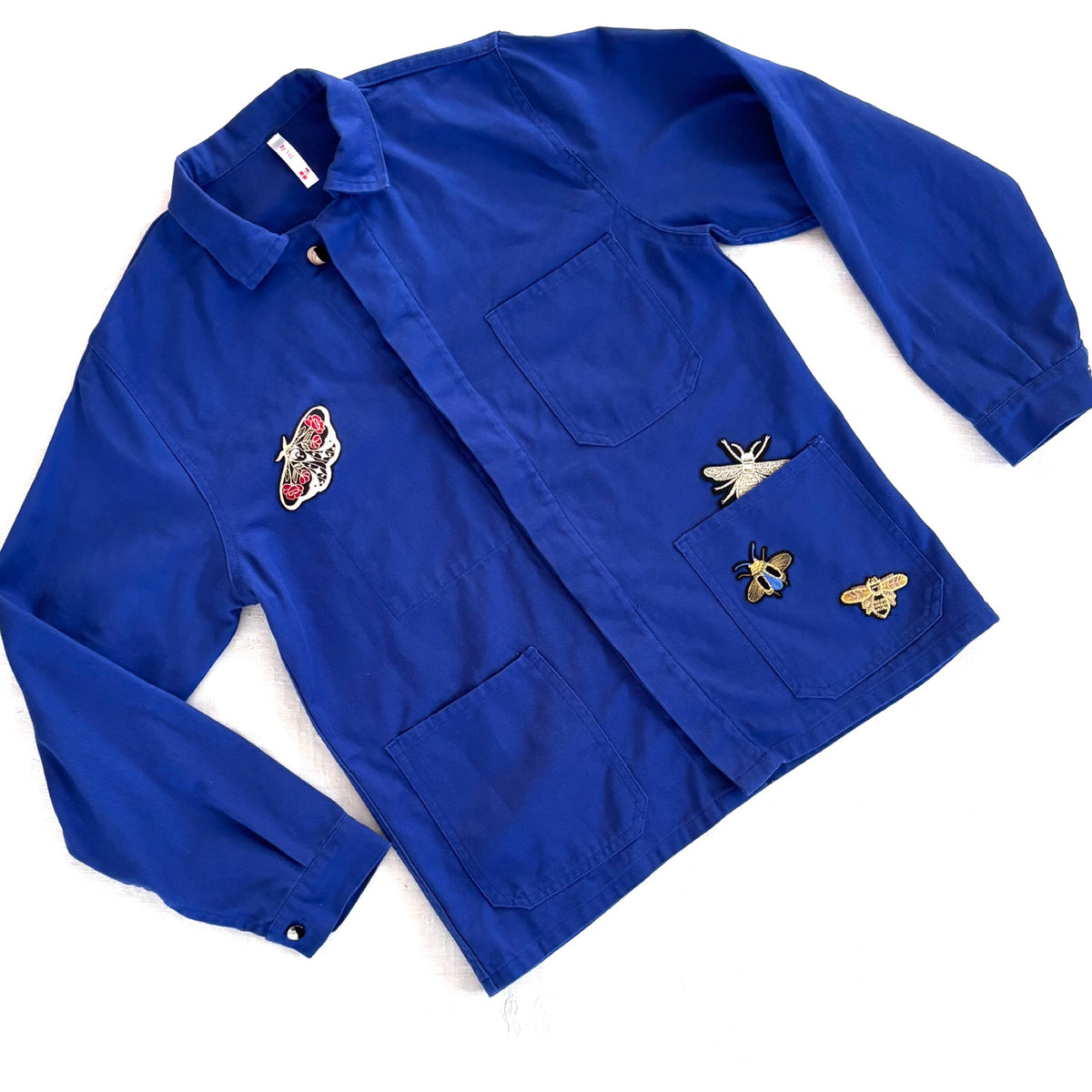 Veste Bleue Feuilles et papillons