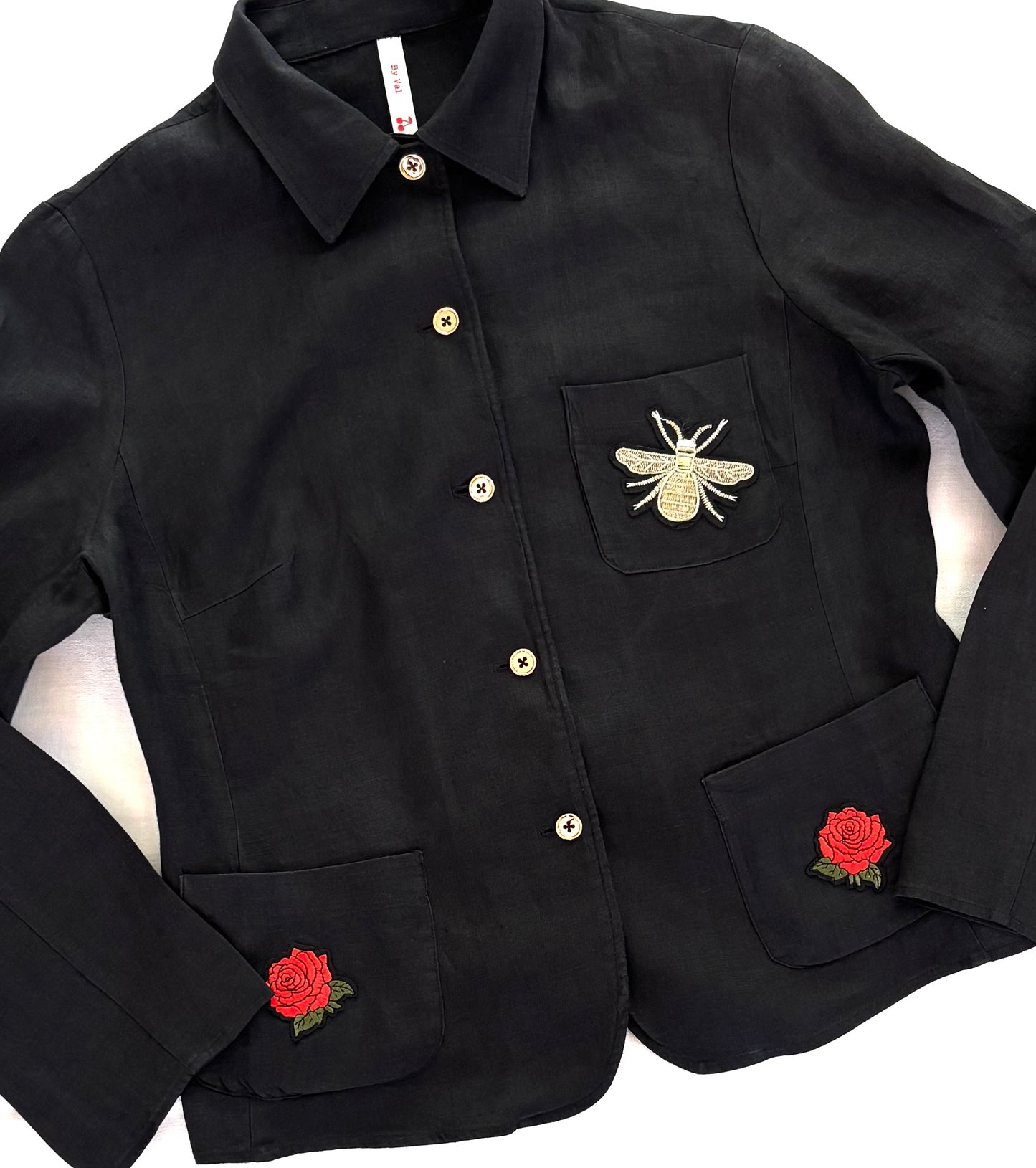 Veste Noire Roses sequins