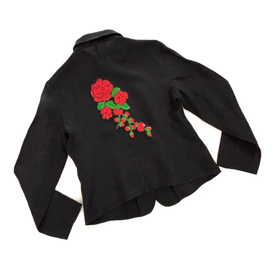Veste Noire Roses sequins