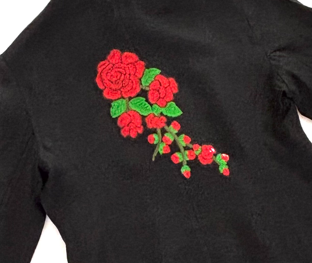 Veste Noire Roses sequins