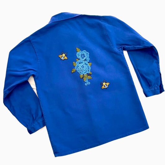 Veste Bleu Fleurs bleues