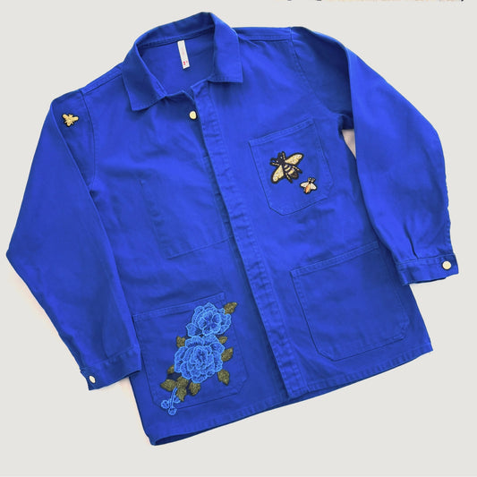 Veste Bleu Fleurs bleues
