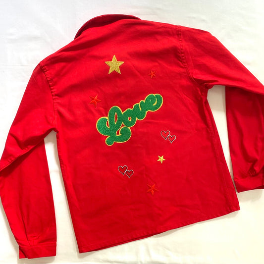 Veste rouge LOVE vert