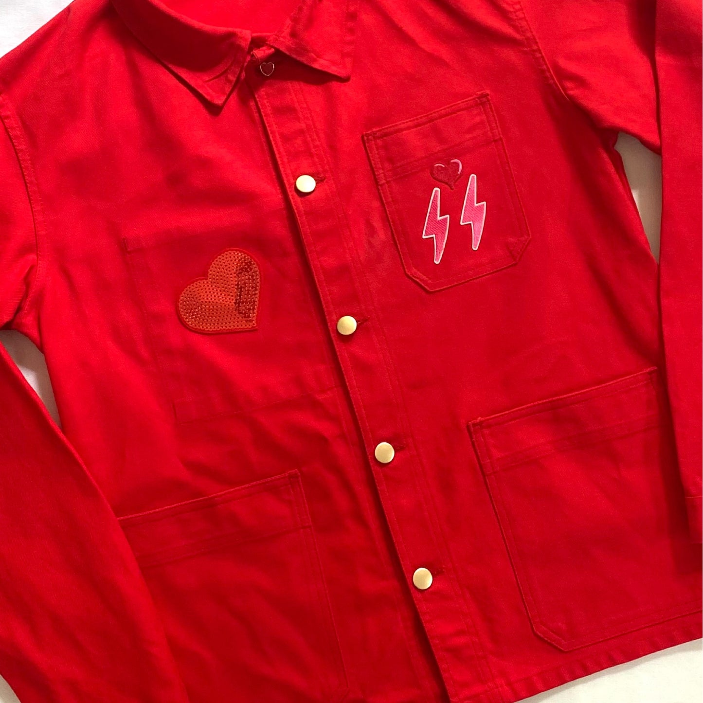 Veste rouge LOVE vert