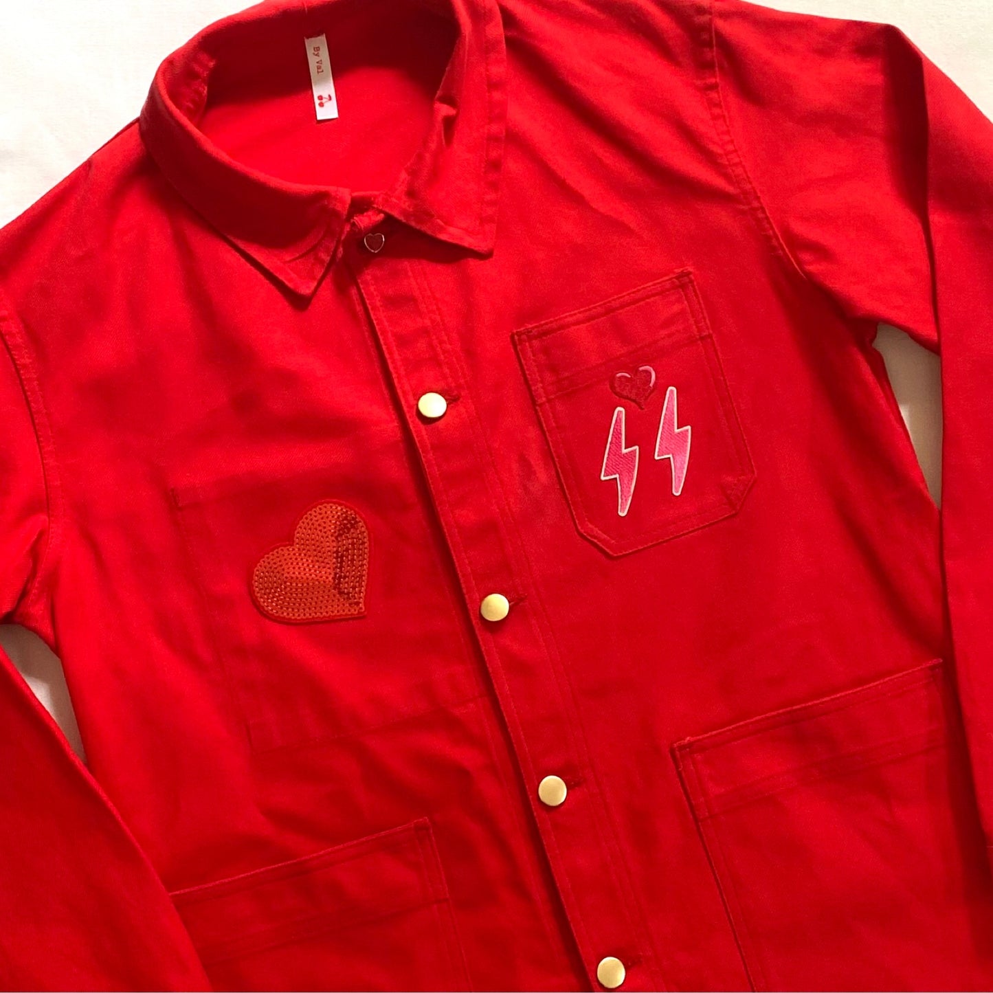 Veste rouge LOVE vert