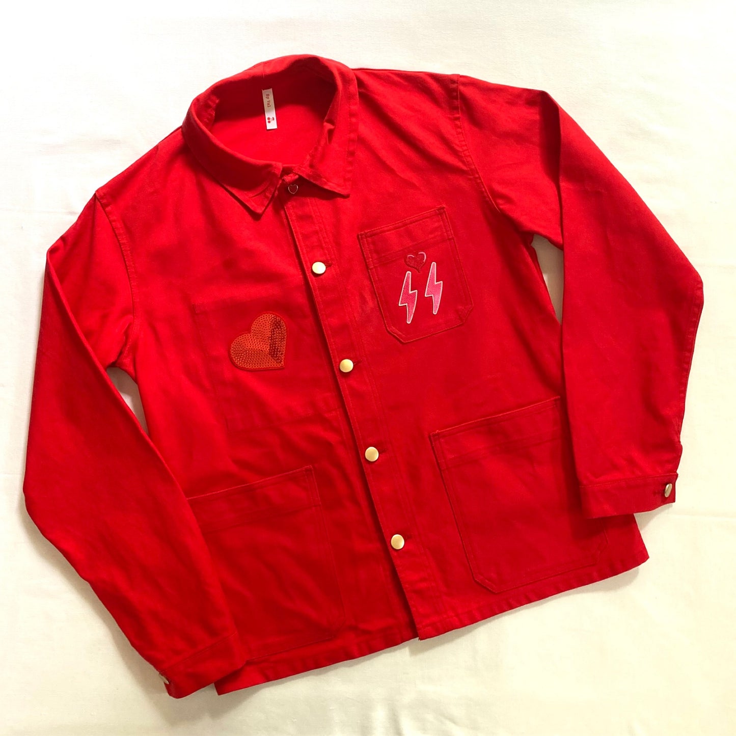 Veste rouge LOVE vert