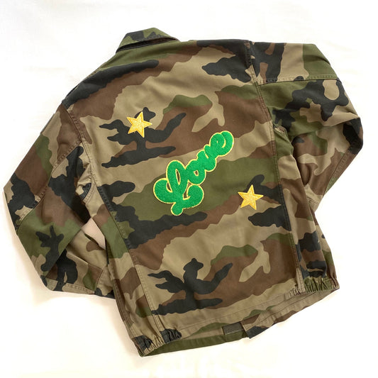 Veste treillis LOVE vert