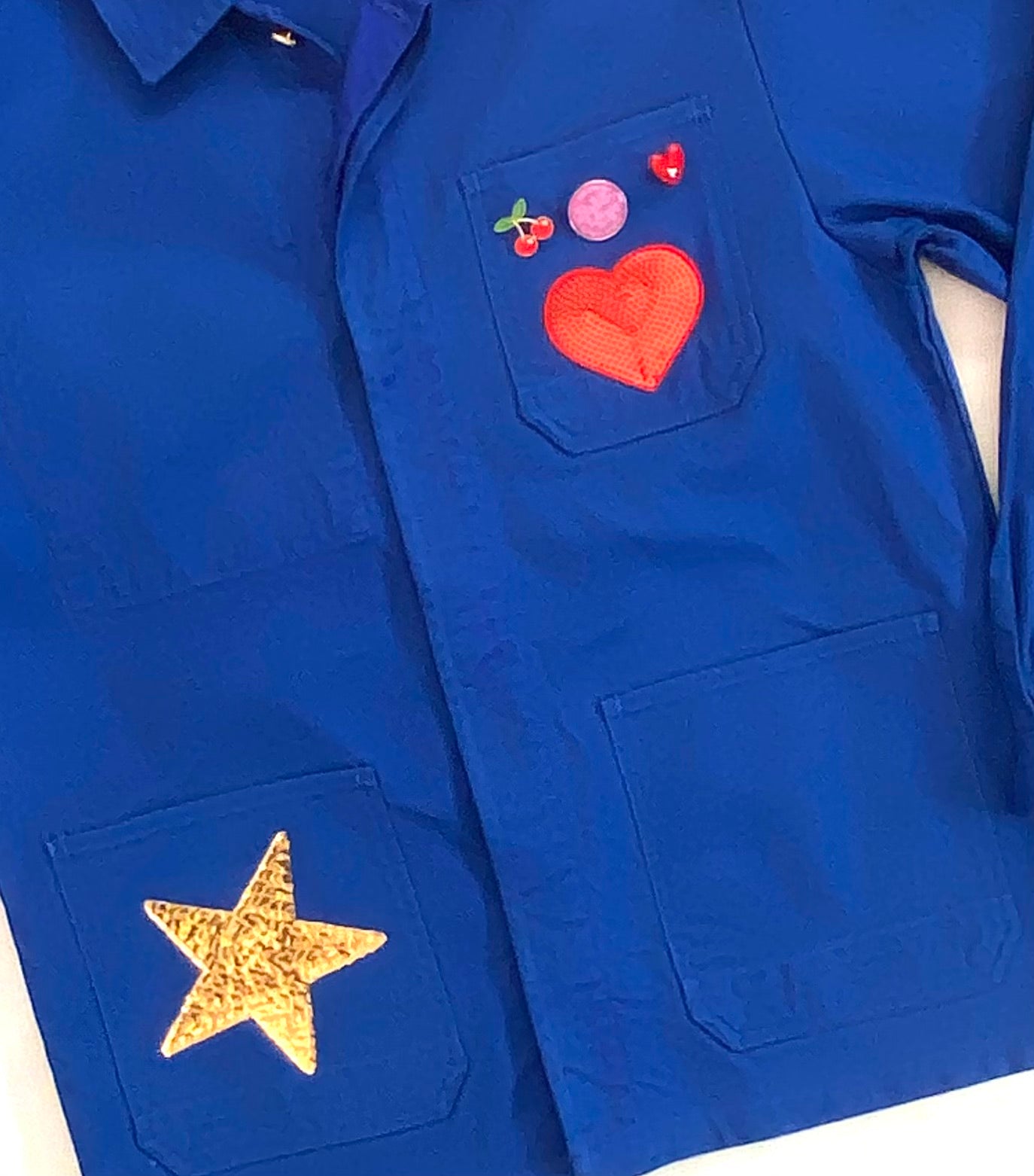 Veste bleu LOVE COEURS rose
