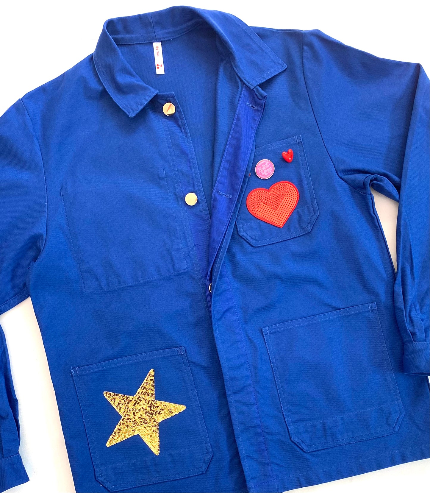 Veste bleu LOVE COEURS rose