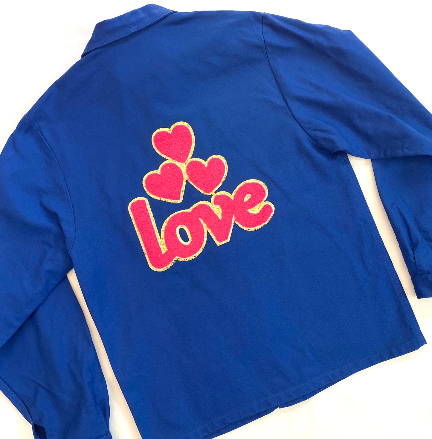 Veste bleu LOVE COEURS rose