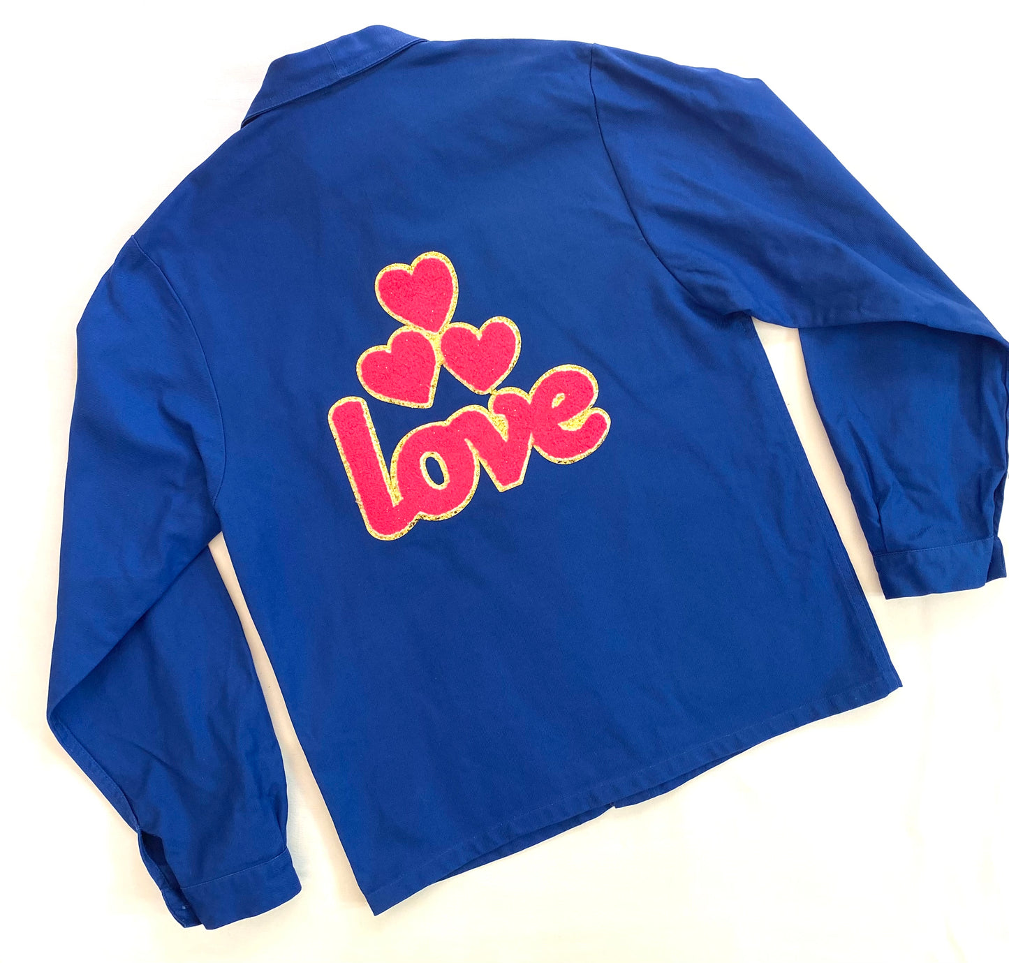 Veste bleu LOVE COEURS rose