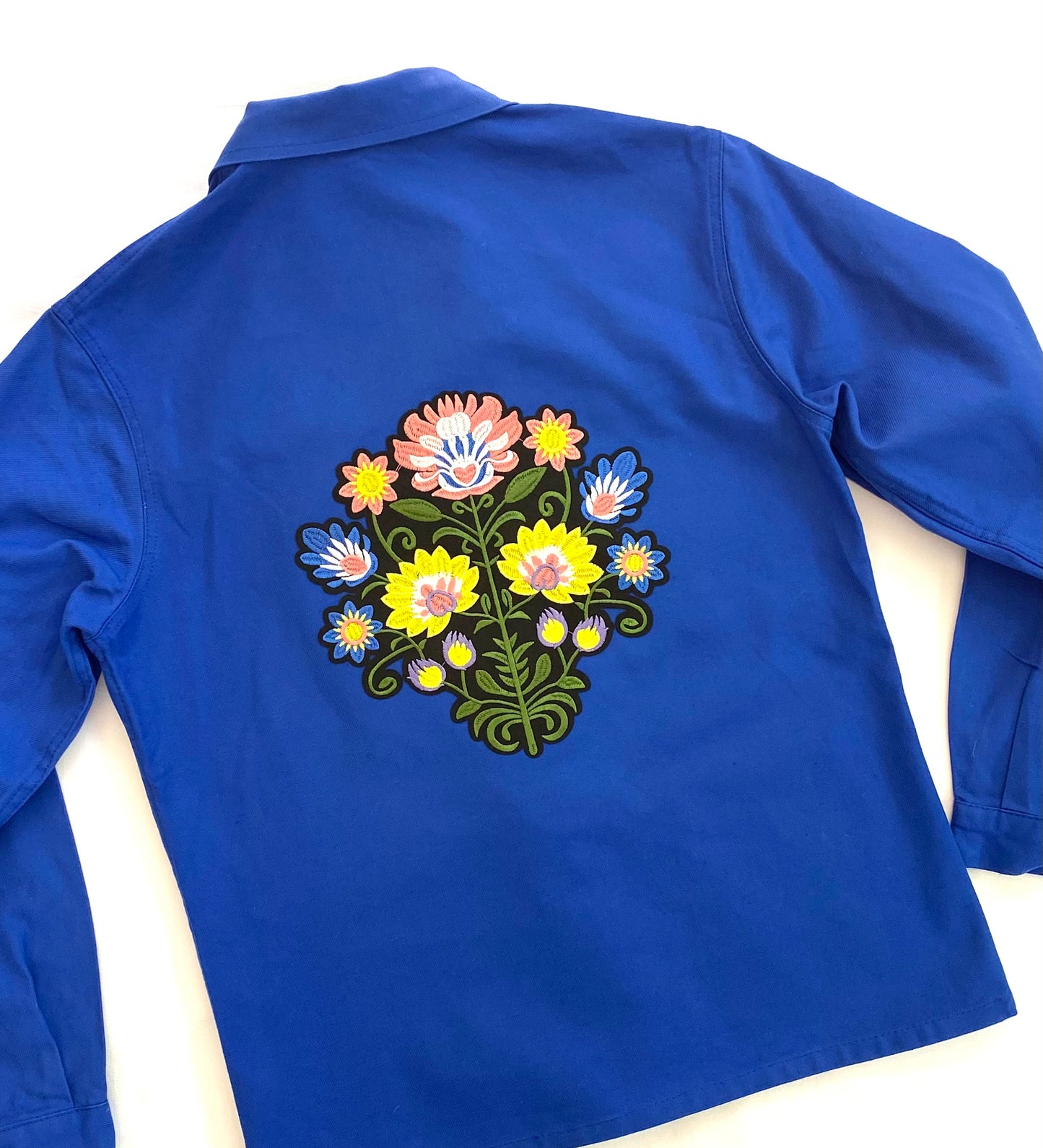 Veste bleu FLEUR DE LOTUS rose