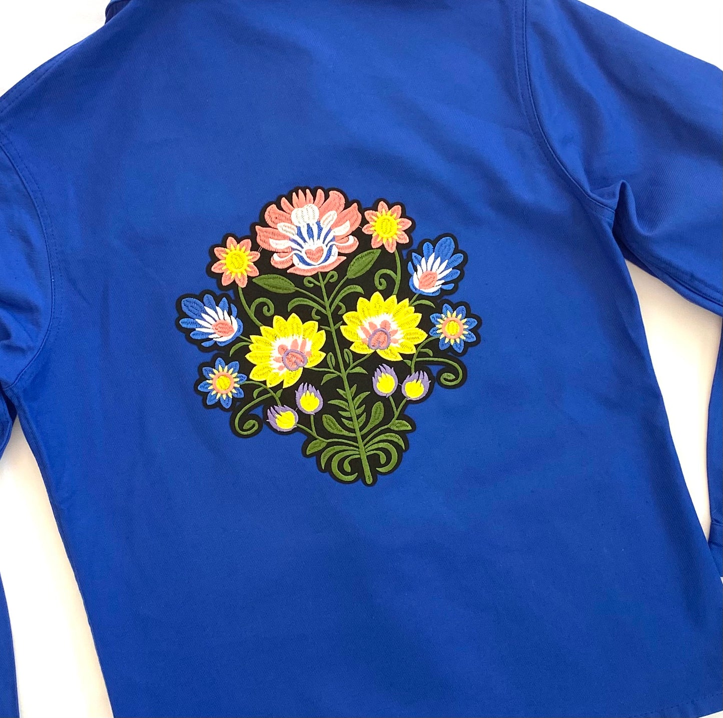 Veste bleu FLEUR DE LOTUS rose