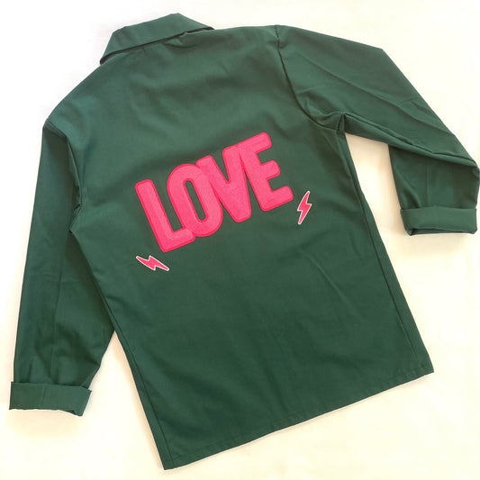 Veste verte LOVE fuchsia