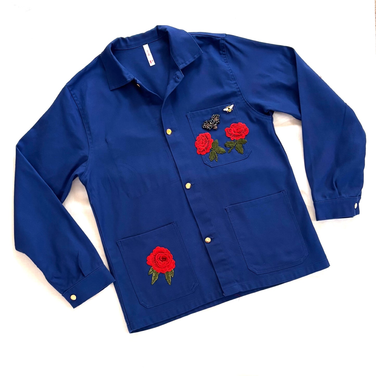 Veste bleu Roses rouge 2