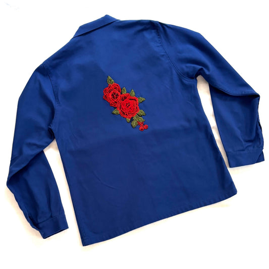 Veste bleu Roses rouge 2