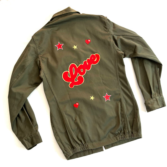 Veste kaki LOVE rouge