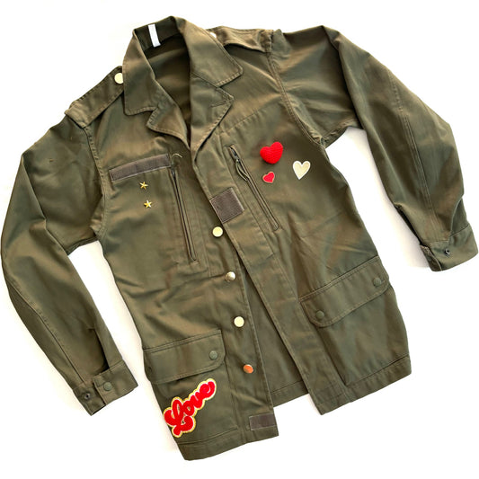 Veste kaki LOVE rouge