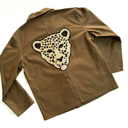 Veste kaki LÉOPARD boutons chinois