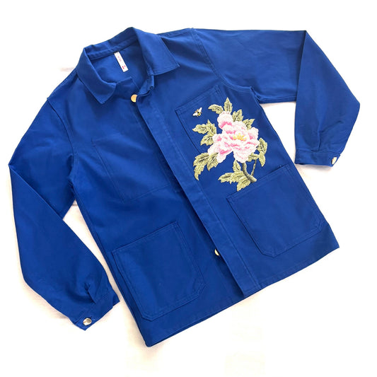 Veste Bleu Pivoines