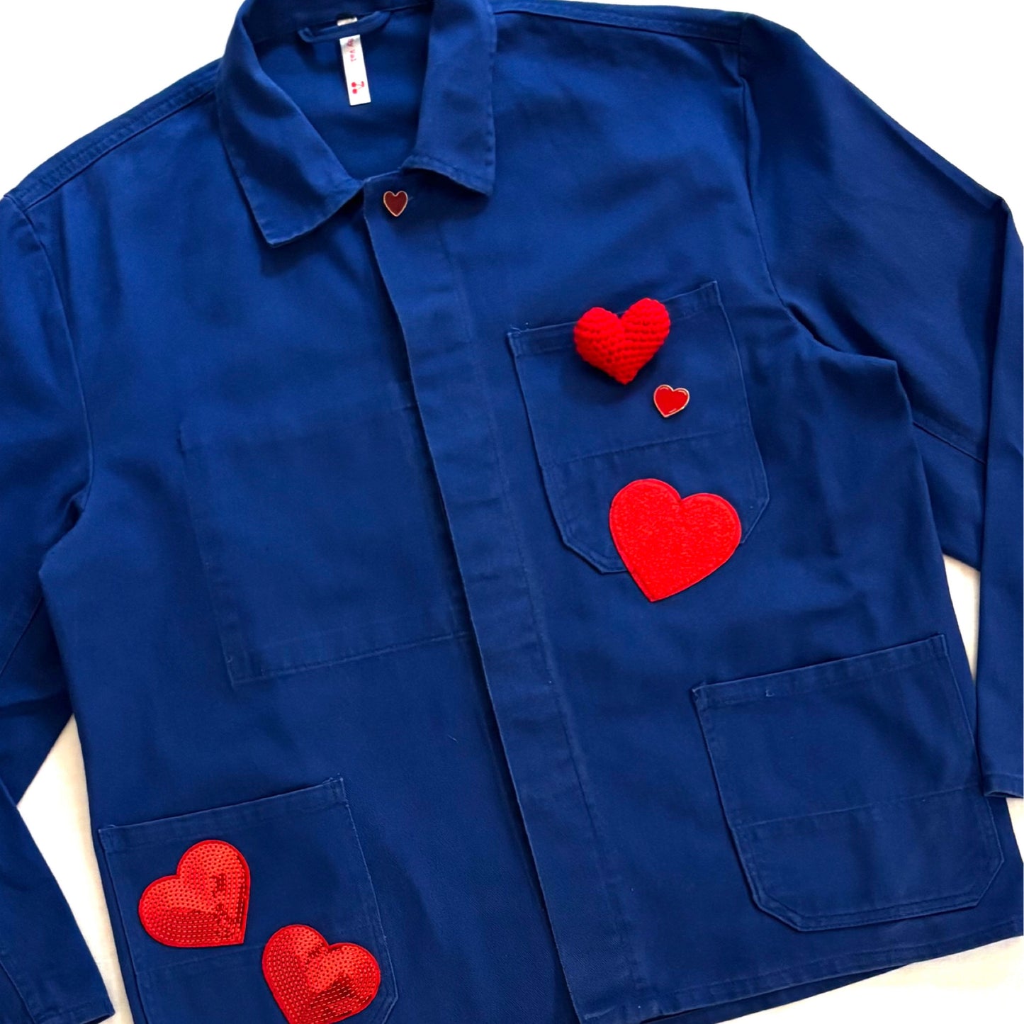 Veste Bleu gros Coeur Rouge