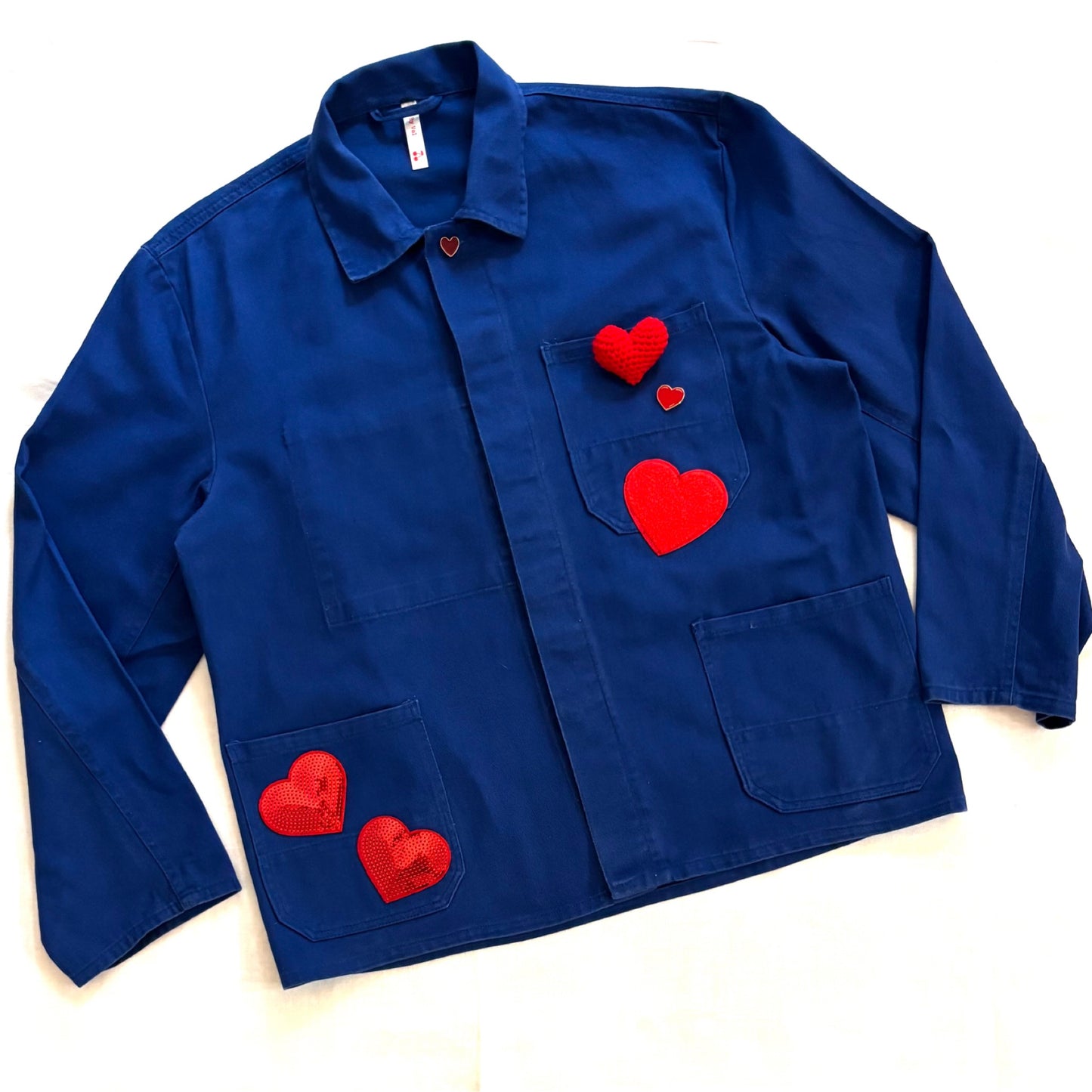 Veste Bleu gros Coeur Rouge
