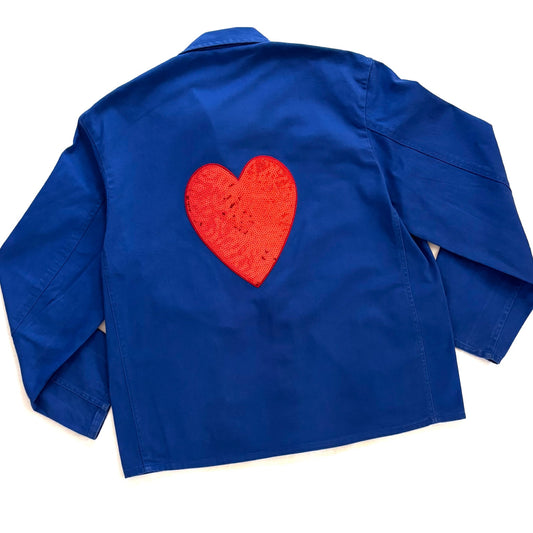 Veste Bleu gros Coeur Rouge