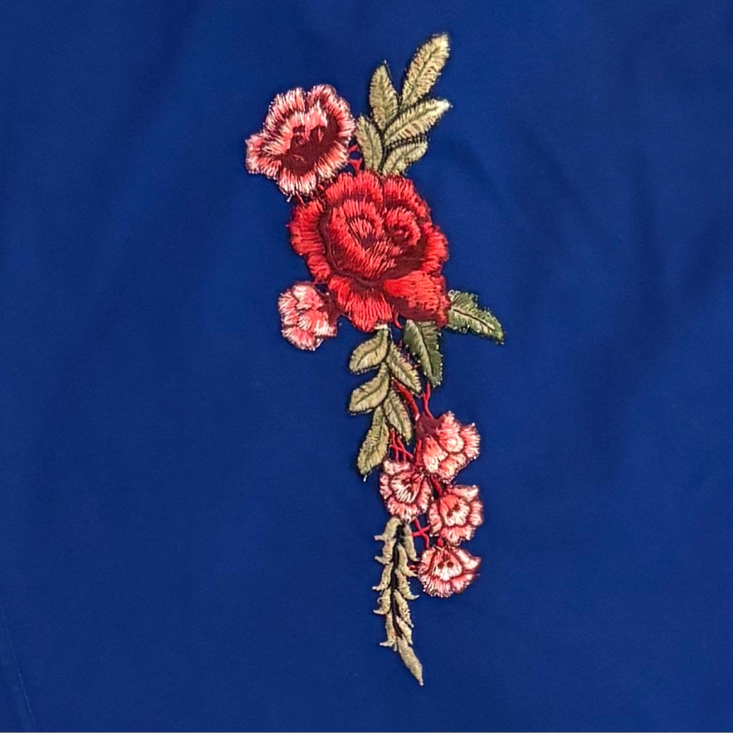 Veste Bleu Roses brodées