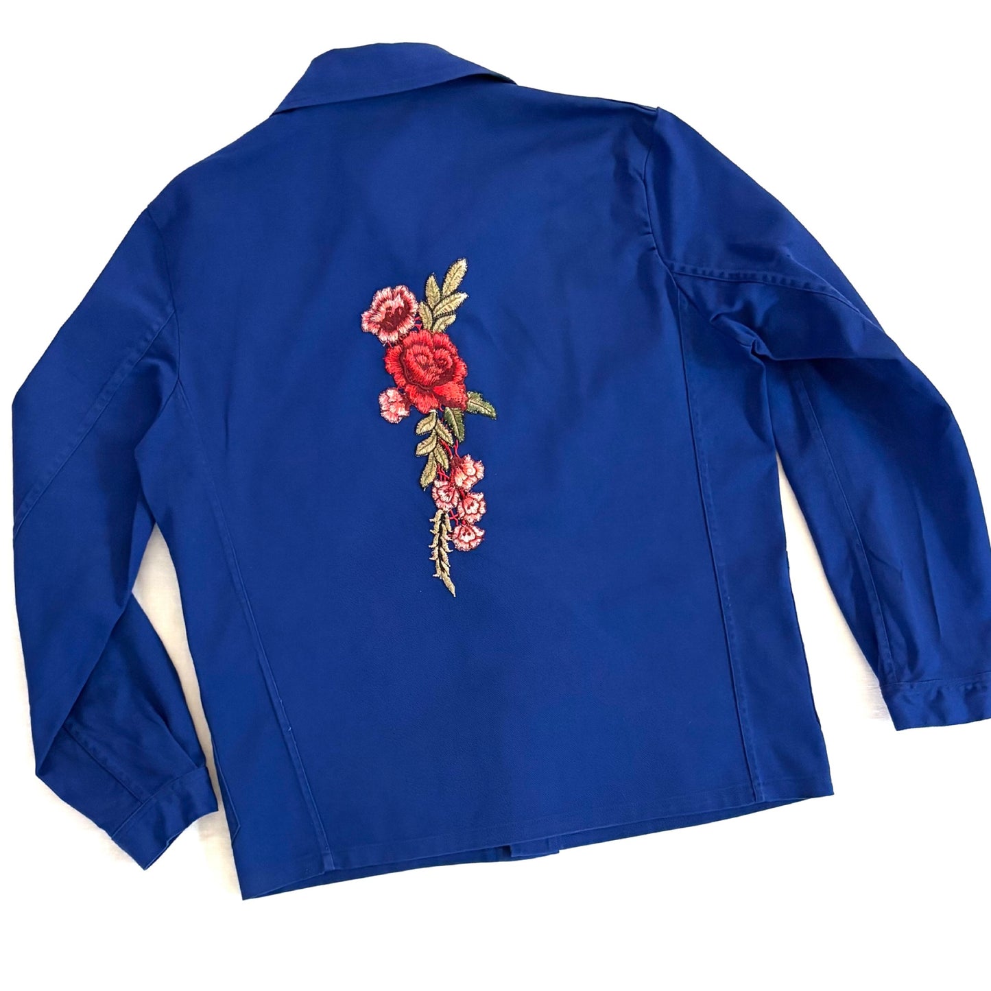 Veste Bleu Roses brodées