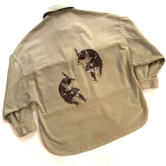 Veste Kaki Léopards brodés