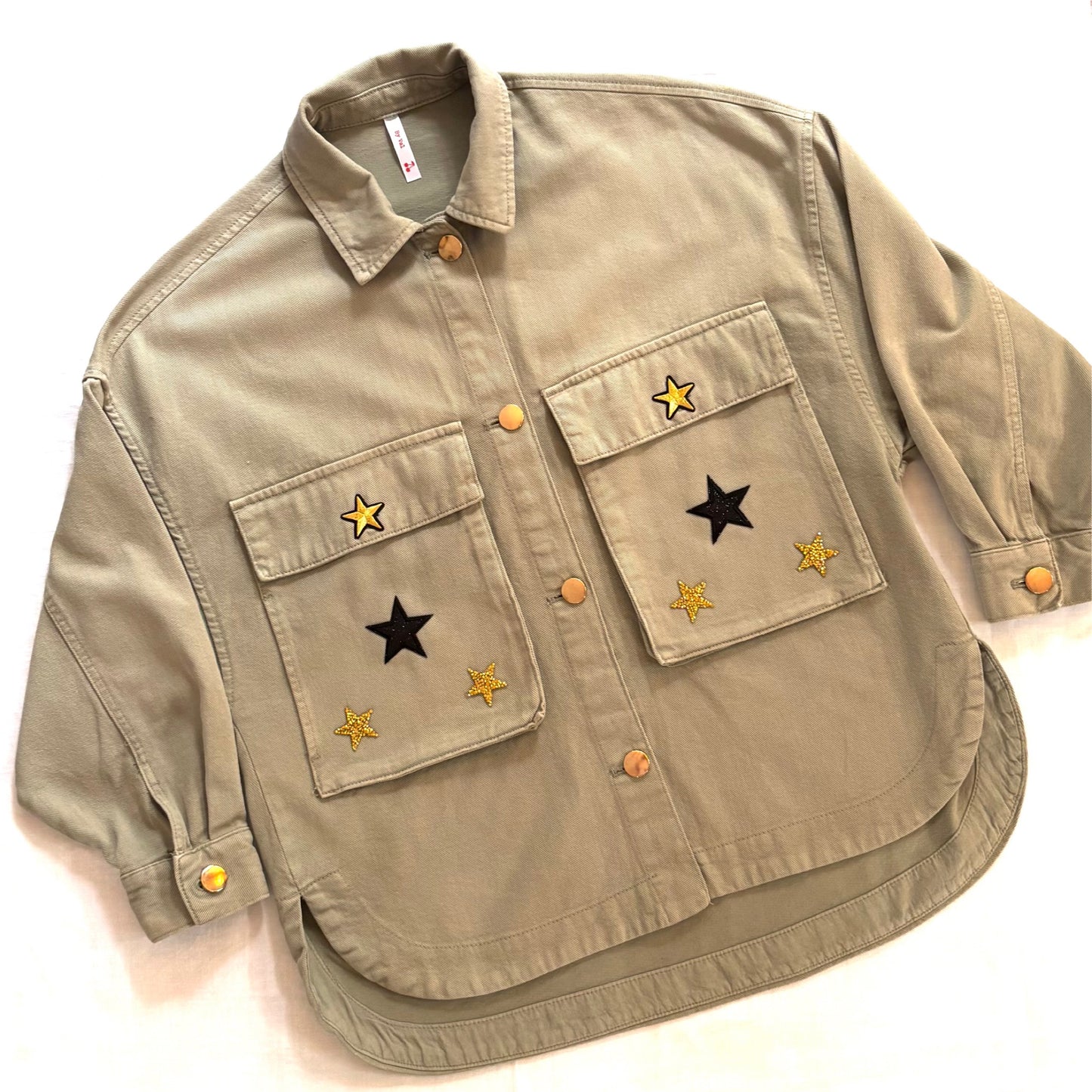 Veste Kaki Léopards brodés